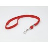 CORDON PLAT ROUGE AVEC MOUSQUETON METAL PAR100