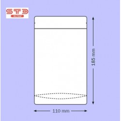 SACHET Transparent PET/PE Ouverture ZIP et Thermoscellable 110 x 185 mm/1000