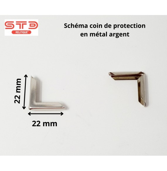 COIN PROTECTION MÉTAL ARGENT 22 X 22 MM