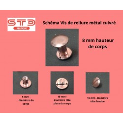 VIS DE RELIURE CUIVREE 8 MM PAR 100