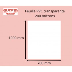 PVC TRANSPARENT RIGIDE BRILLANT 200 MICRONS 700X1000 MM PAR 100 FEUILLES