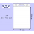 Sachet ZIP trou EURO 70x100 mm PE 90 microns par 1000