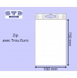 Sachet ZIP trou EURO 100x150 mm PE 90 microns par 1000